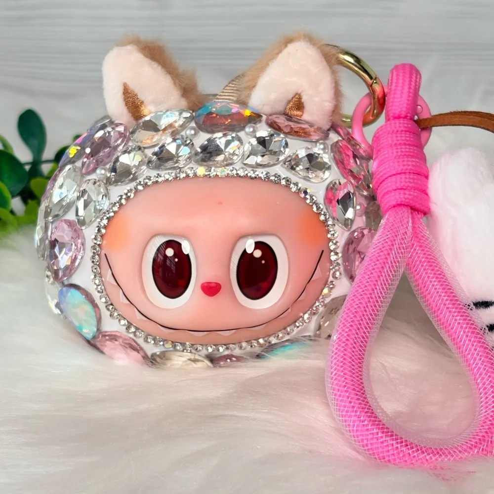 Sparkling Crystal Plush Monster Character Keychain/Bag Charm‎